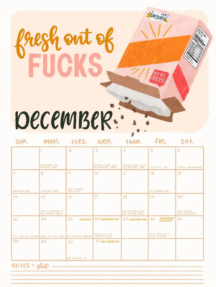 2025 new Calendar for Tired-Ass Women