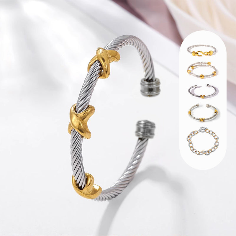 Two Tone Knot Twisted Bangle