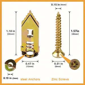 Drywall Expansion Anchors + High Strength Zinc Screws Kit (Pack of 100)