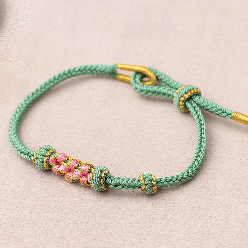 Peach Blossom Adjustable Braided Bracelet