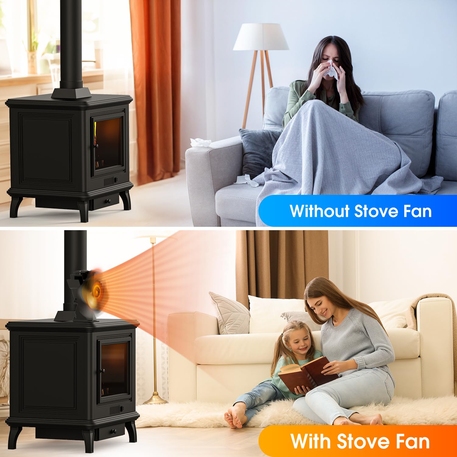 SAKER Heat Powered Wood Stove Fan