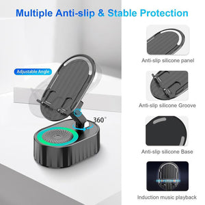 Wireless Induction Audio Bluetooth Speaker 5 in 1 Phone Holder