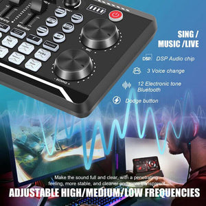 Live Sound Card with DJ Mixer and Voice Changer