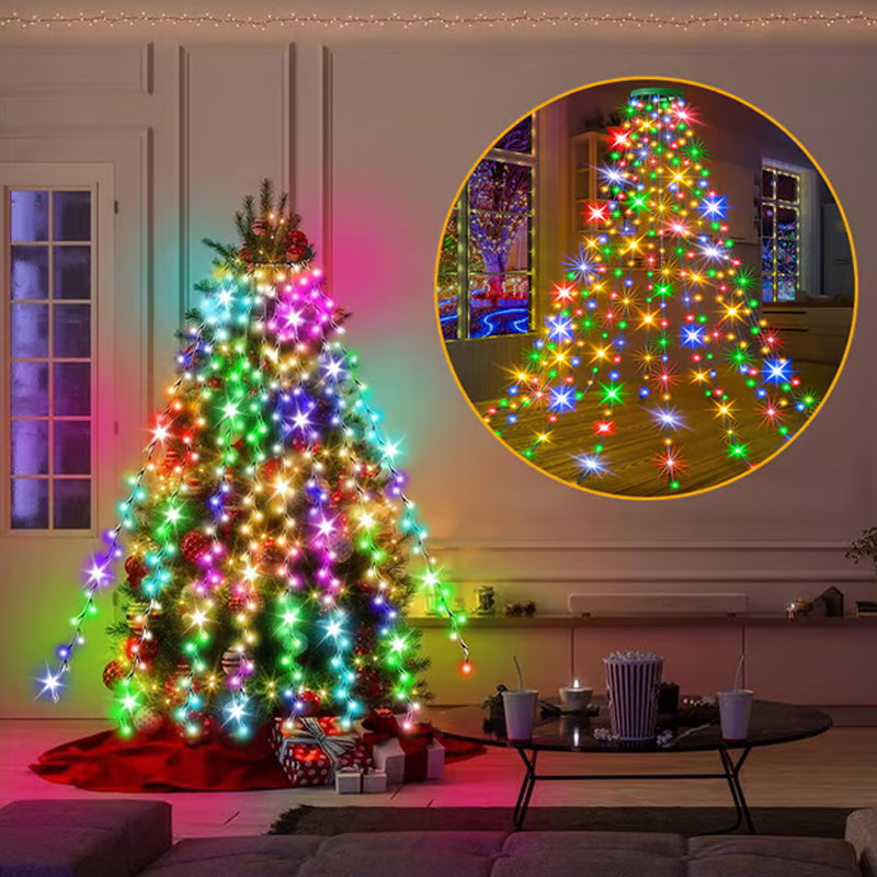 Christmas Tree Waterfall Lights with Ring