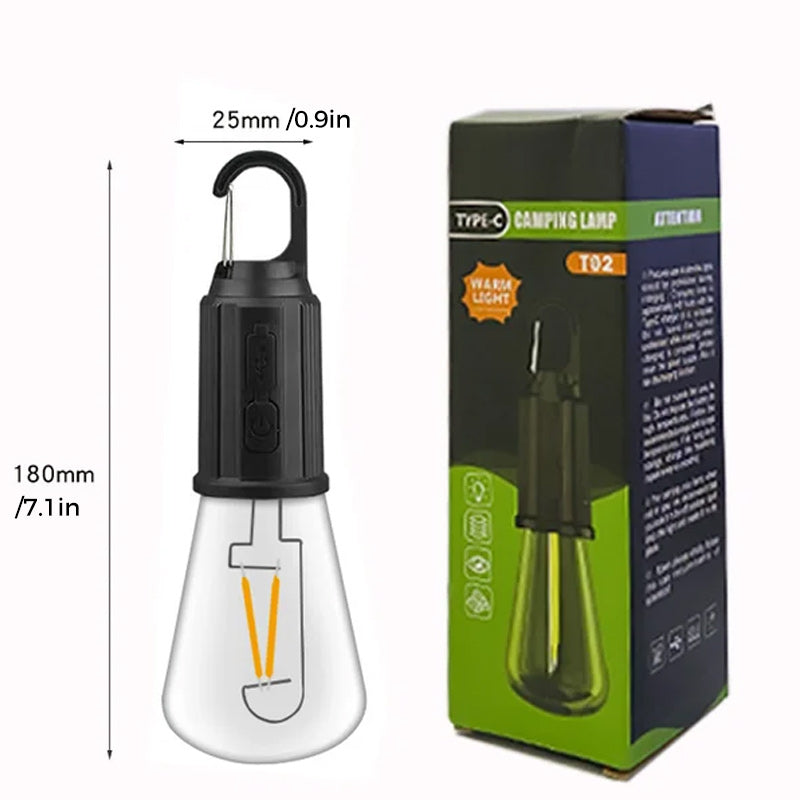 New Outdoor Camping Hanging Type-C Charging Retro Bulb Light