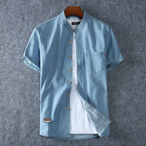 Short-Sleeved Denim Shirt