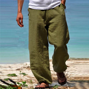 Men's Linen Elastic Waist Breathable Elastic Foot Casual Pants