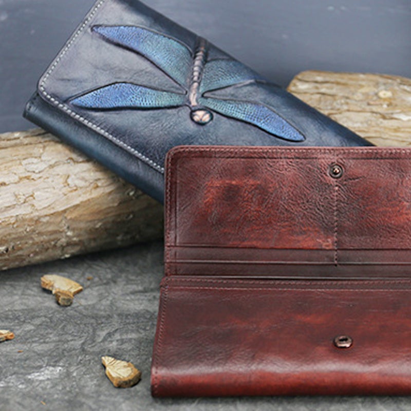 Retro Dragonfly Leather Purse