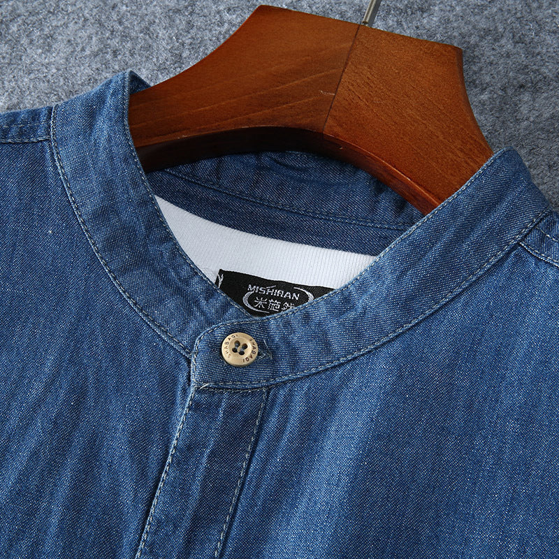 Short-Sleeved Denim Shirt