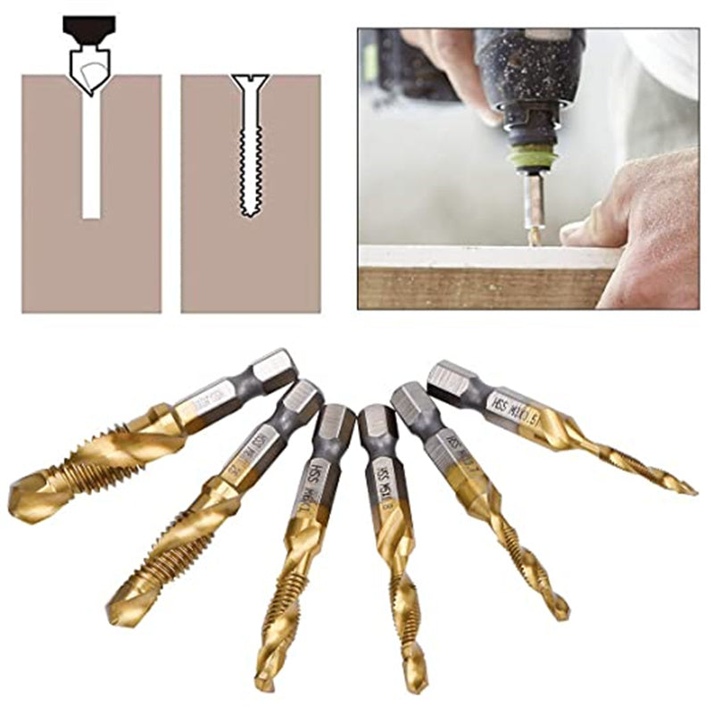 6 Piece Metric Thread Tap Drill Bits Set