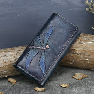 Retro Dragonfly Leather Purse