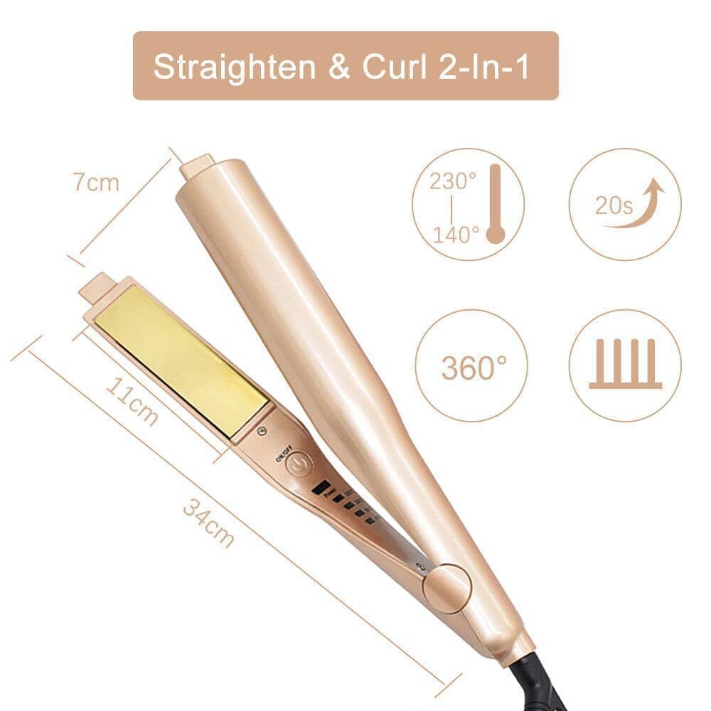 2-in-1 Hair Straightener Spiral Wave Curler